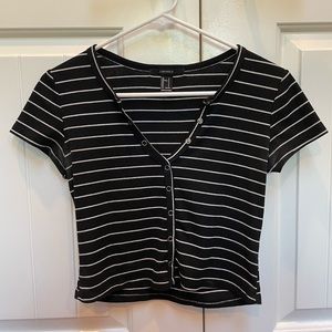 Forever21 Crop Striped Tee